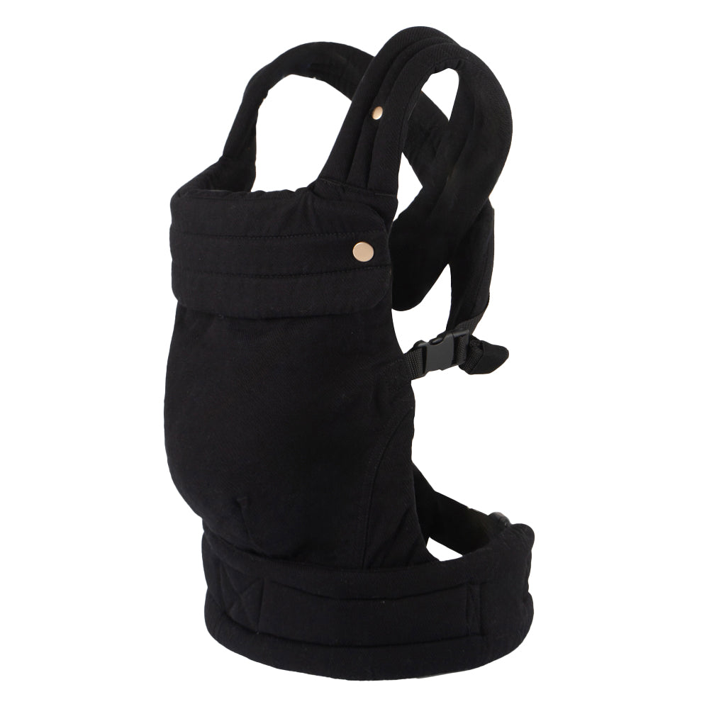 Nest Blanche Cotton Baby Carrier for Newborns to Toddlers ,Cozy Wrap Carrier with Lumbar Support, Soft Black Fabric, 7-35lbs Adjustable Fit