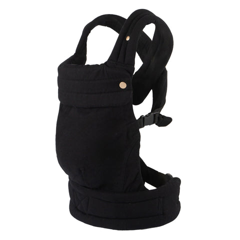 Nest Blanche Cotton Baby Carrier for Newborns to Toddlers ,Cozy Wrap Carrier with Lumbar Support, Soft Black Fabric, 7-35lbs Adjustable Fit