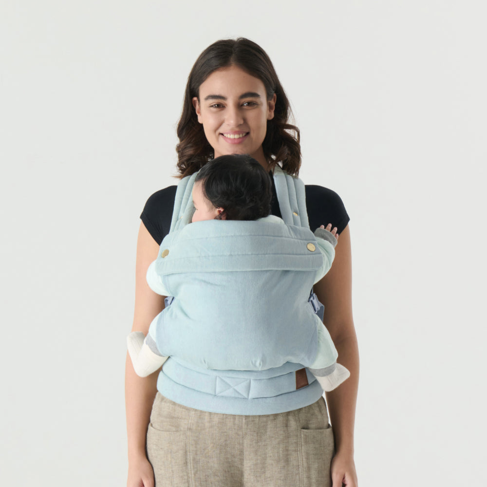 Nest Blanche Baby Carrier Newborn to Toddler (7-35lbs) | Ergonomic Cozy Wrap with Lumbar Support | Ultra-Soft Cotton Fabric | Adjustable & Hands-Free for Travel & Daily Use