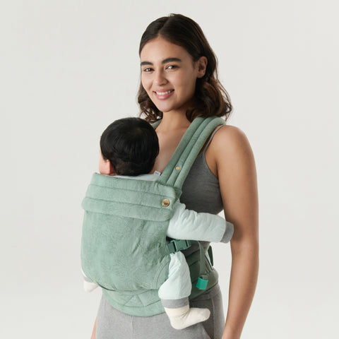 NEST BLANCHE Baby Carrier – Soft Cotton Linen Blend with Magnolia Jacquard Design, Adjustable and Ergonomic for Newborns and Toddlers