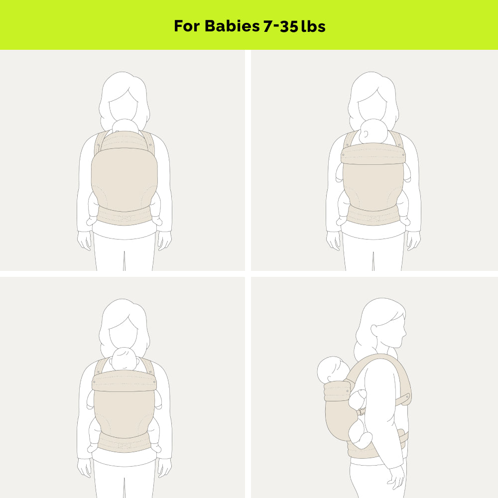 Nest Blanche Baby Carrier for Newborns to Toddlers,Cozy Houndstooth Wrap with Lumbar Support,Soft Cotton Fabric, 7-35lbs Adjustable Fit