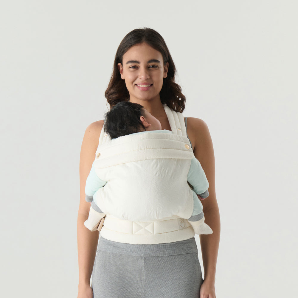 NEST BLANCHE Baby Carrier – Soft Cotton Linen Blend with Magnolia Jacquard Design, Adjustable and Ergonomic for Newborns and Toddlers