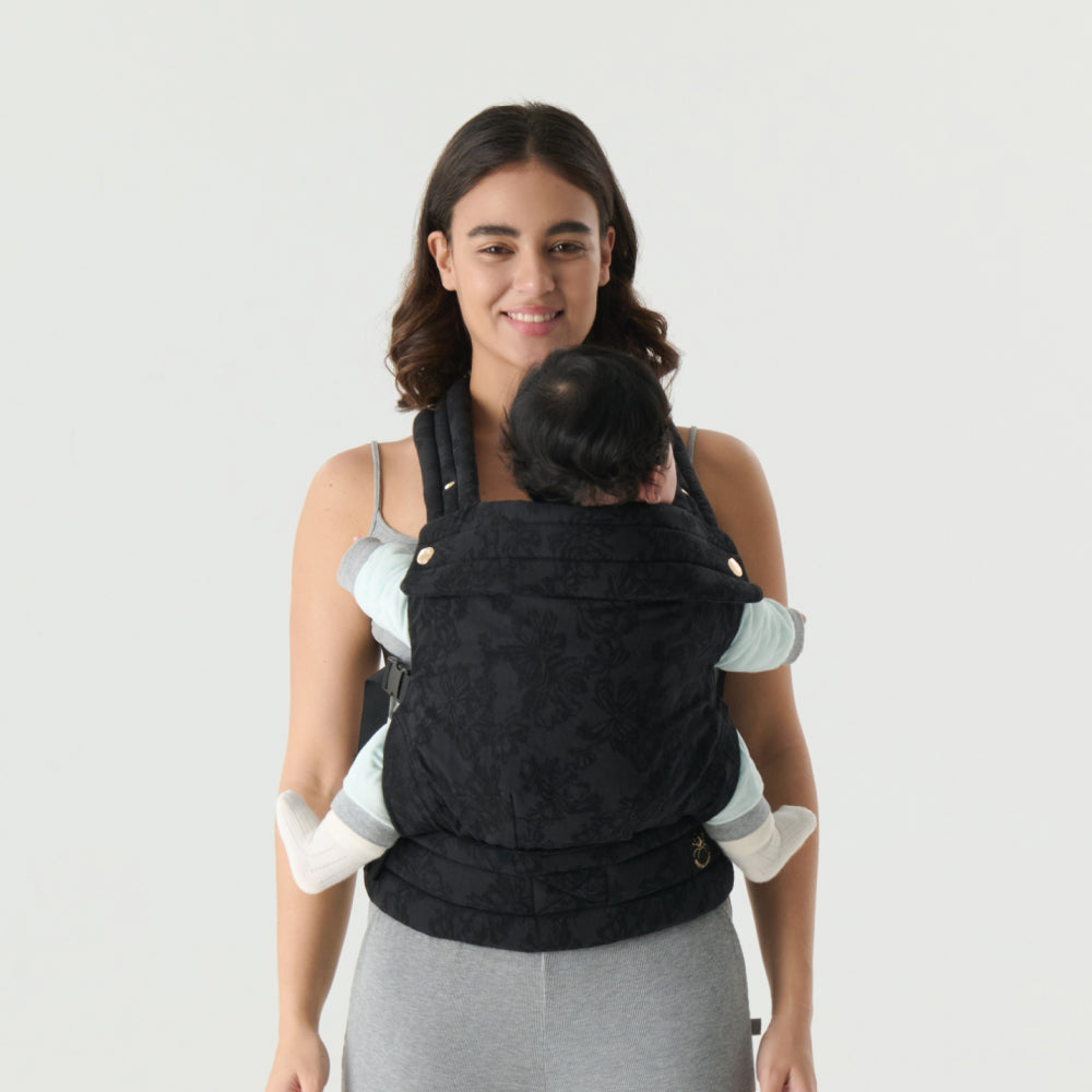NEST BLANCHE Baby Carrier – Soft Cotton Linen Blend with Magnolia Jacquard Design, Adjustable and Ergonomic for Newborns and Toddlers