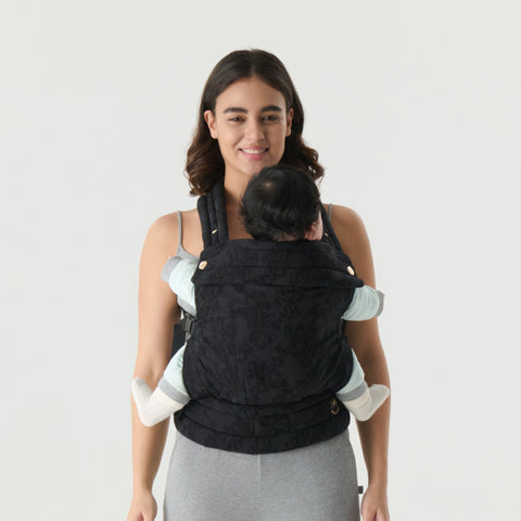 NEST BLANCHE Baby Carrier – Soft Cotton Linen Blend with Magnolia Jacquard Design, Adjustable and Ergonomic for Newborns and Toddlers