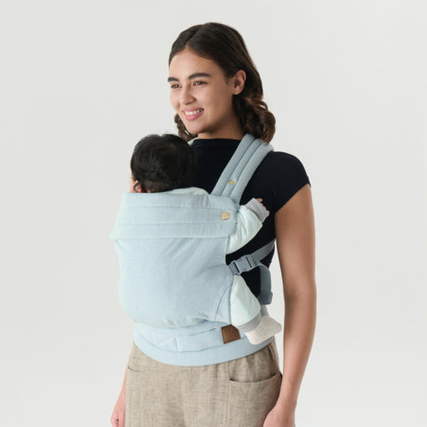 Nest Blanche Baby Carrier Newborn to Toddler (7-35lbs) | Ergonomic Cozy Wrap with Lumbar Support | Ultra-Soft Cotton Fabric | Adjustable & Hands-Free for Travel & Daily Use
