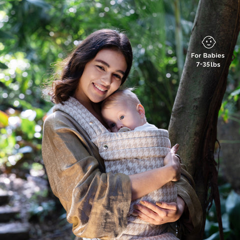 Nest Blanche Baby Carrier for Newborns to Toddlers,Cozy Houndstooth Wrap with Lumbar Support,Soft Cotton Fabric, 7-35lbs Adjustable Fit