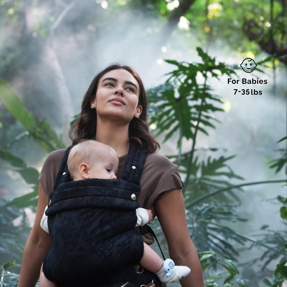 NEST BLANCHE Baby Carrier – Soft Cotton Linen Blend with Magnolia Jacquard Design, Adjustable and Ergonomic for Newborns and Toddlers