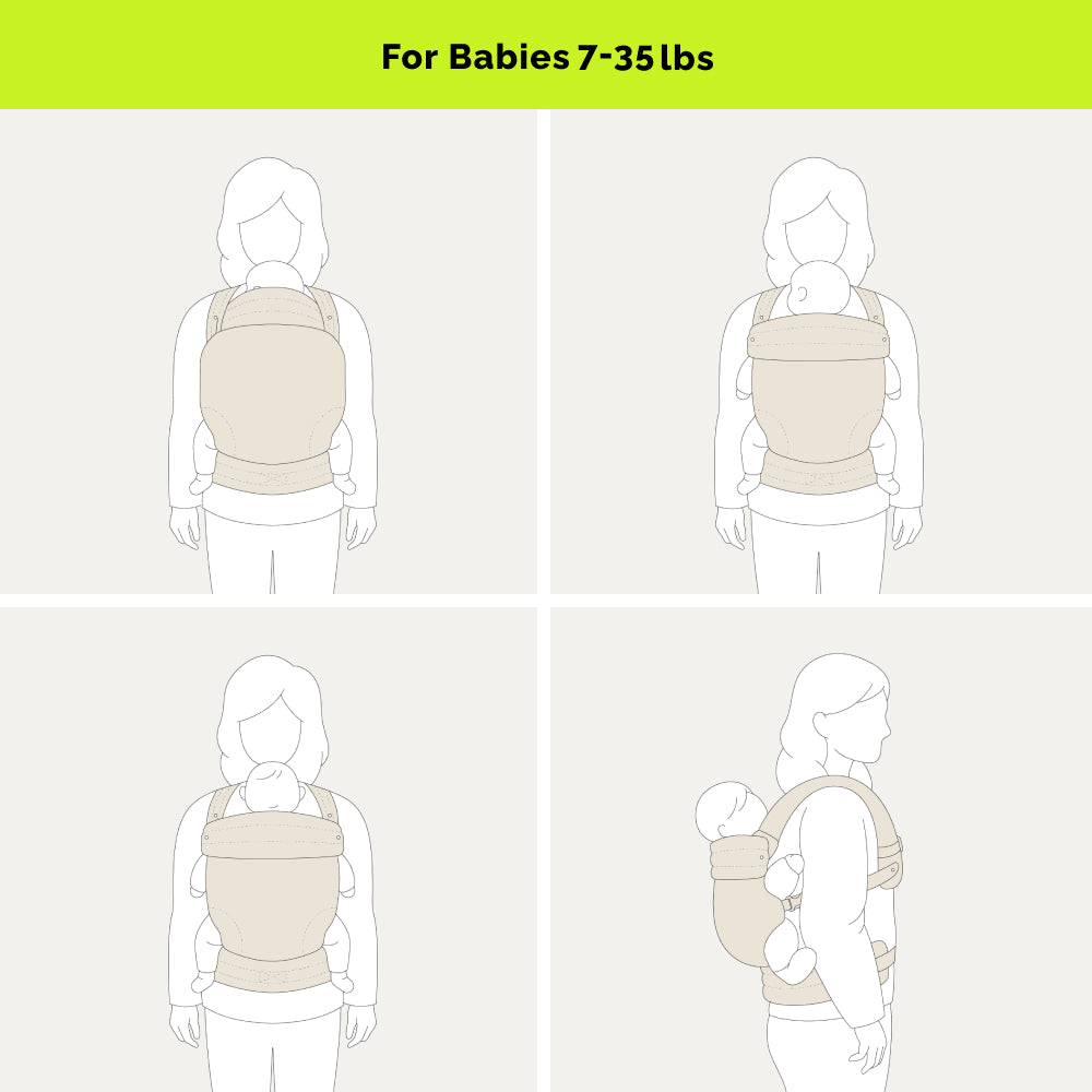 Nest Blanche Baby Carrier Newborn to Toddler (7-35lbs) | Ergonomic Cozy Wrap with Lumbar Support | Ultra-Soft Cotton Fabric | Adjustable & Hands-Free for Travel & Daily Use