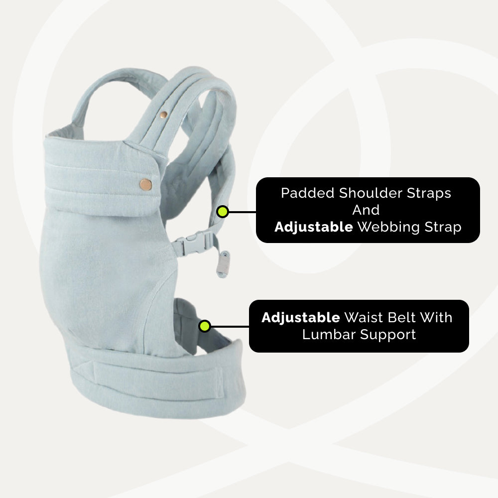Nest Blanche Baby Carrier Newborn to Toddler (7-35lbs) | Ergonomic Cozy Wrap with Lumbar Support | Ultra-Soft Cotton Fabric | Adjustable & Hands-Free for Travel & Daily Use