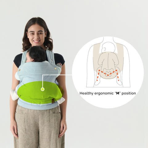 Nest Blanche Baby Carrier Newborn to Toddler (7-35lbs) | Ergonomic Cozy Wrap with Lumbar Support | Ultra-Soft Cotton Fabric | Adjustable & Hands-Free for Travel & Daily Use