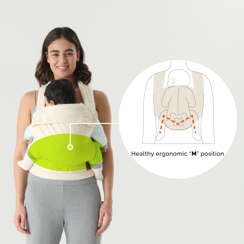 Nest Blanche Cotton Baby Carrier for Newborns to Toddlers,Cozy Wrap Carrier with Lumbar Support,Soft White Fabric, 7-35lbs Adjustable Fit