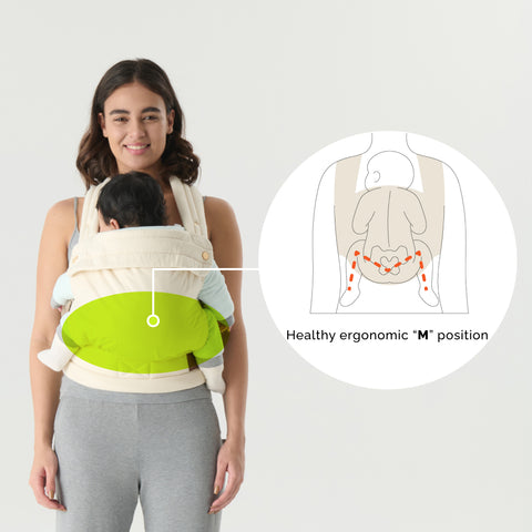 Nest Blanche Cotton Baby Carrier for Newborns to Toddlers,Cozy Wrap Carrier with Lumbar Support,Soft White Fabric, 7-35lbs Adjustable Fit