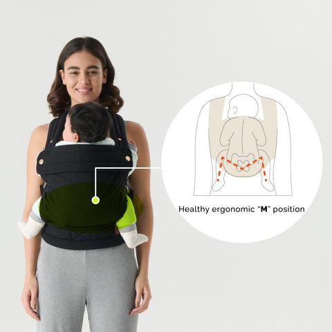 Nest Blanche Cotton Baby Carrier for Newborns to Toddlers ,Cozy Wrap Carrier with Lumbar Support, Soft Black Fabric, 7-35lbs Adjustable Fit