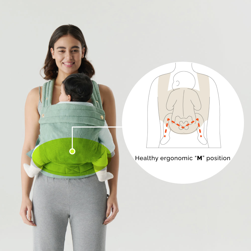 NEST BLANCHE Baby Carrier – Soft Cotton Linen Blend with Magnolia Jacquard Design, Adjustable and Ergonomic for Newborns and Toddlers