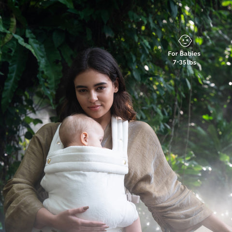 NEST BLANCHE Baby Carrier – Soft Cotton Linen Blend with Magnolia Jacquard Design, Adjustable and Ergonomic for Newborns and Toddlers